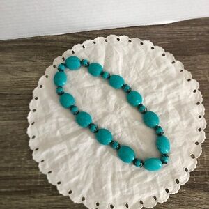 Vtg Turquoise Blue Beaded Necklace